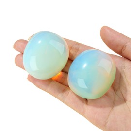 QINJIEJIE 2PCS Opalite Polished Healing Crystals 1.8-2.0" Large Reiki Healing Crystal Rocks Energy Tumbled Stones for Reiki Divination Meditation