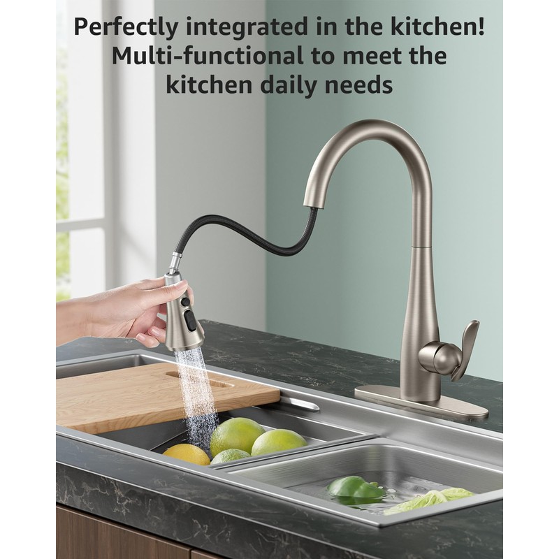 Mbillion Universal Brushed Nickel Kitchen Faucet Sprayer Head Replacement