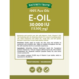 Vitamin E Oil for Skin 30,000 IU | 100% Pure | 4 oz | Lemon Scented | GC/MS Tested | By Nature's Truth