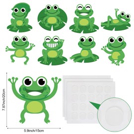 45 Pieces Frog Cutouts Bulletin Board Decorations Green Frog Name Tags Accents Classroom Decor with Glue Points for Preschool Locker Back to School Supplies, 5.9 x 5.9 Inches