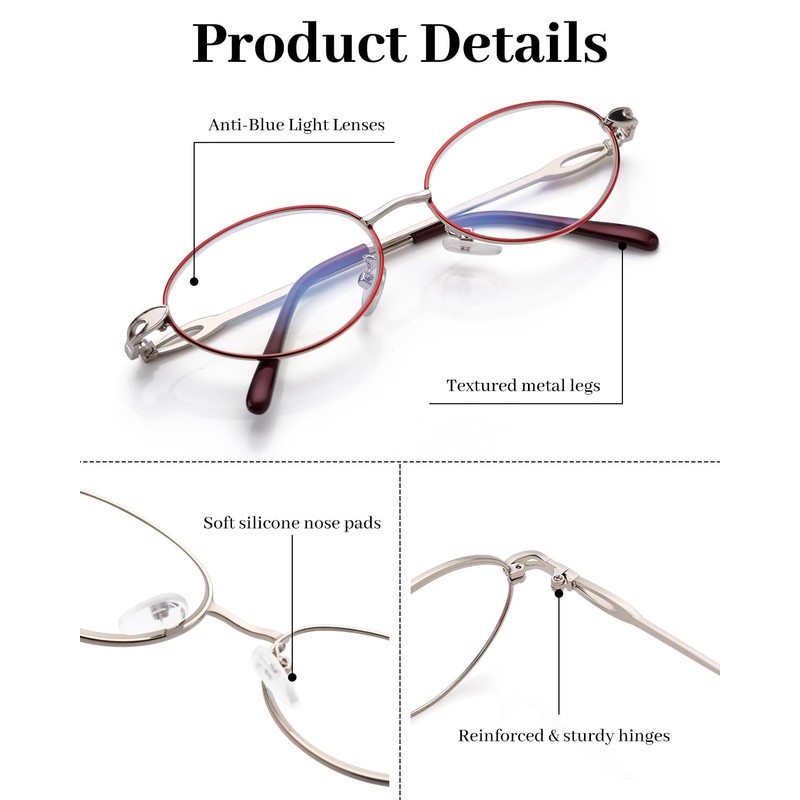 LUFF 3 Pack Reading Glasses for Women Blue Light Blocking