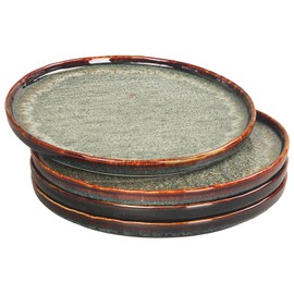 jinsongdafa Appetizer plate Porcelain Dinner Plates Set of 4,for Main Dish,Steak,Bread,Risotto,Pasta,Salad - Microwave,Oven and Dishwasher Safe,Scratch Resistant durable,9.84 Inch Black