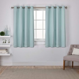 Exclusive Home Curtains Sateen Twill Woven Blackout Grommet Top Curtain Panel Pair, 52x63, Seafoam, 2 Count