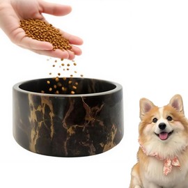 Natural Marble Pet Bowl for Dogs Cats and Pets, Skid-Proof and Durable Pet Food and Water Bowls, Suitable for Various of Animals