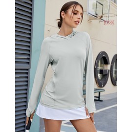 LUYAA Performance Hoodie Women Sunproof Fishing Hiking Shirts Tennis Lightweight Sun Protection Clothing uv Protect upf 50 Gray Large