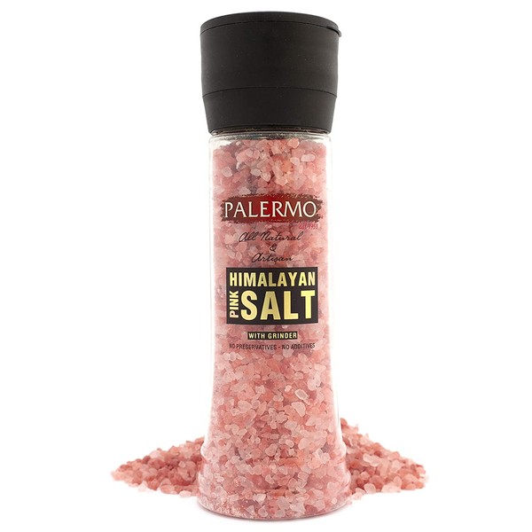 Palermo Pink Himalayan Salt with Grinder, Kosher, All Natural, No Additives, 12.9oz