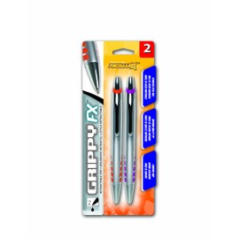 Promarx Grippy FX Premium Metal Retractable Ballpoint Pen, 1.0 mm, Black Ink, 2 Count