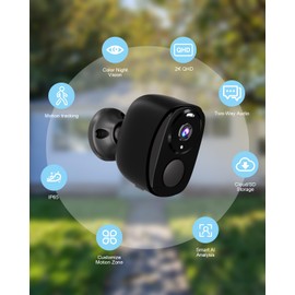 5G Security Cameras Wireless Outdoor 4pack, 2K Battery Powered Camera for Home Security with IP65, SD/Free Cloud Storage, No Monthly Fee, AI Motion Detection, Color Night Vision, 2-Way Audio,Alexa