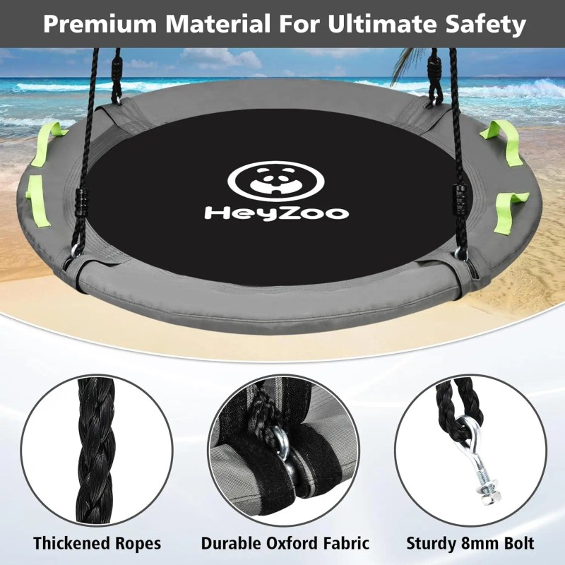 Zoshine Portable 40-Inch Outdoor Fabric Swing Easy Storage Grey Water-Resistant