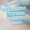 24pcs Short Press on Nails Square False Nails Blue White