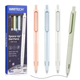 WRITECH Gel Pens Fine Point: 0.5mm Retractable Black Ink Pen Smooth Writing for Journaling Silent Click Pen Set 4ct Up-Gel