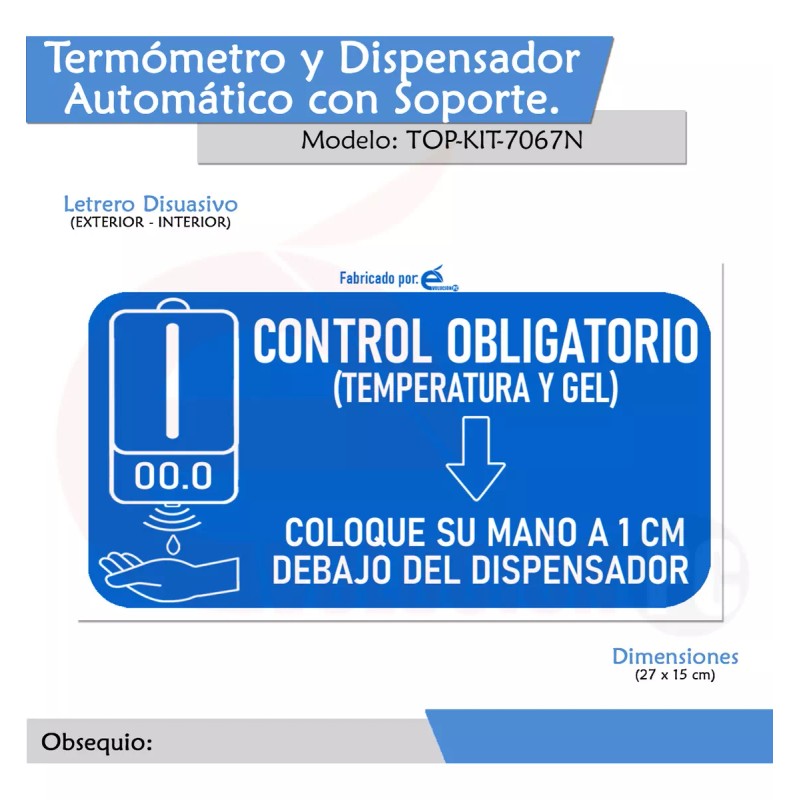Seguridad Total Kit Termometro Automatico + Dispensador De Gel Y