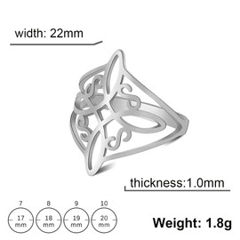 LIKGREAT Witches Knot Ring For Women Adjustable Irish Celtic Knot Band Ring Witchcraft Pagan Wiccan Jewelry For Women (silver2-8)