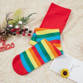 Children Girl Pantyhose Toddler Kids Tights Christmas Stockings Striped Pattern High Waist Cosplay Leggings Pants (Multicolor, 6-14 Years)