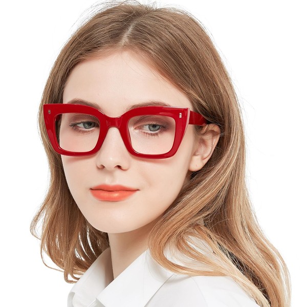 WEMOOTANTS Designer 1.25 Reading Glasses for Women Vintage Red Readers