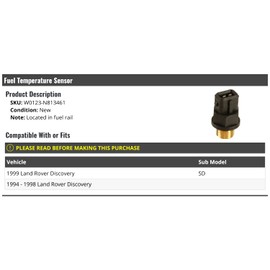 Fuel Temperature Sensor - Located in Fuel Rail - Compatible with 1994-1999 Land Rover Discovery