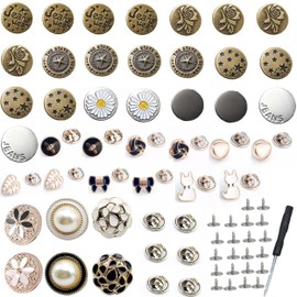 SIGZKK 40 Sets Button Pins for Loose Jeans,17 mm and 21mm No Sew and No Tools Instant Replacement Snap Tack Pant Button,Reusable and Adjustable Metal Pants Button Tightener
