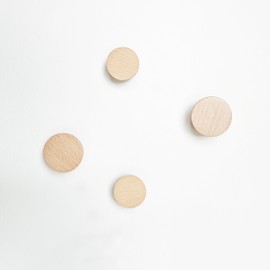5mm Paper Solid Round Beech Wood Wall & Coat Hook, Set of 4, 2.3 inch Diameter, Ideal for Entryway, Bathroom, Bedroom, or Office