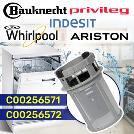 Sieve Filter for Dishwasher with the Original Code C00256571 + C00256572 for Ariston for Indesit - Warranty 10 Years – MONTERAL