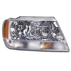 HEADLIGHTSDEPOT Chrome Housing Headlight Compatible With Jeep Grand Cherokee 1999-2004 Limited Includes Right Passenger Side Headlamp