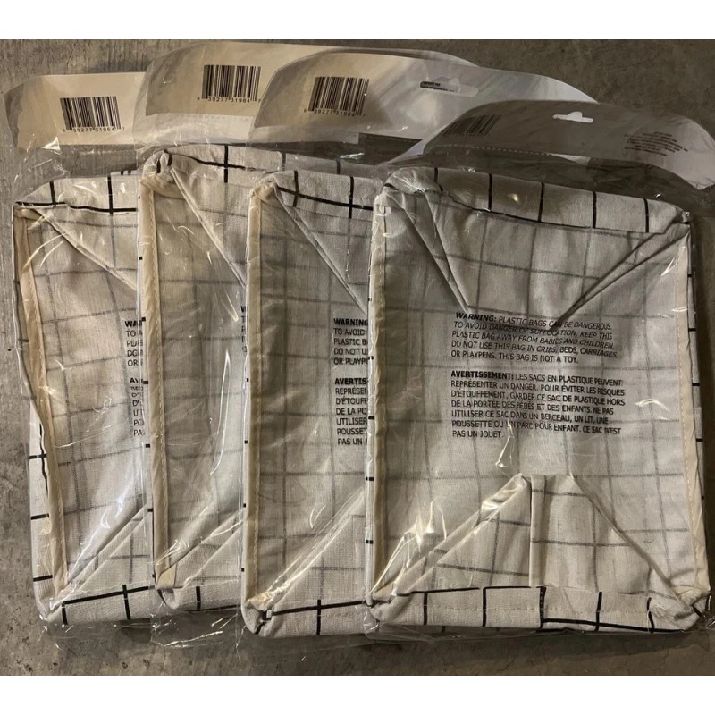 Essentials 4 Pack Storage Baskets Bins Cabinet Fabric Container Basket