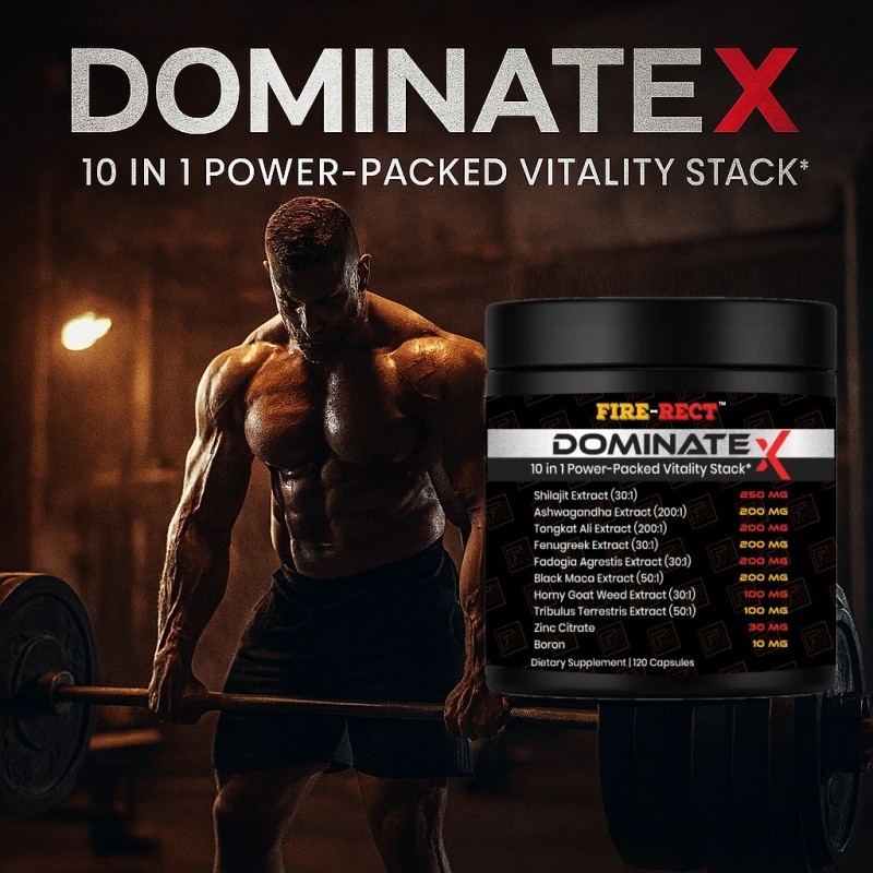 Fire-Rect DOMINATE X 10 in 1 Supplement for Men, Strength,
