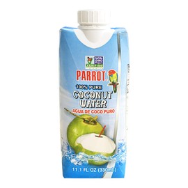 Parrot 100% Pure coconut water 11.10 fl oz 100% Juice Refreshing Coconut Taste Natural Essential Plant Based Non-GMO Electrolytes Antioxidant Low Calorie Hydrating(Pack of 12)