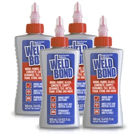 Weldbond Multi-Surface, Non-Toxic Glue, Bonds Most Anything! Use as Wood Glue or for Glass Crafts Ceramic Tile Mosaic Porcelain Stone Fabric Carpet Metal & More. ​4-Pack of 5.4oz /160ml
