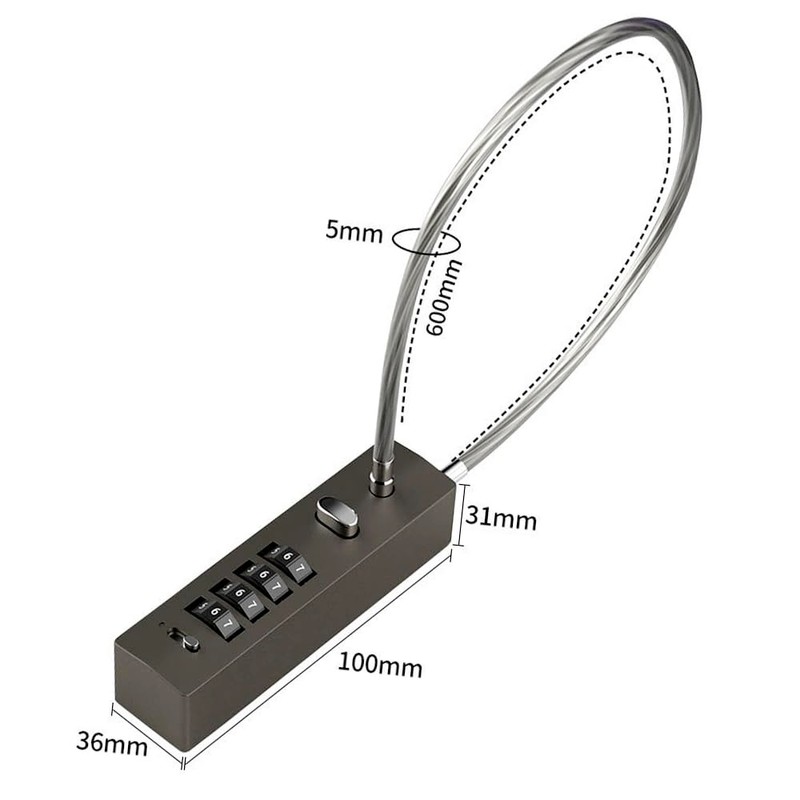 Combination Lock 4-Digit Steel Cable Small Padlock with a Combination
