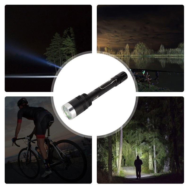 Camping Flashlight 5000LM Lengthened IPX5 Waterproof Anodized Black T6 Lamp