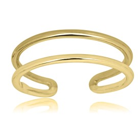 AVORA 10K Yellow Gold Two Row Minimalist Adjustable Toe Ring