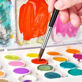 Magic Touches Artist Paint Brush Set (6 Sizes), Natural Sable Round Tip, Best Absorption Smoothest Flow for Watercolor Oil Acrylic Gouache, Painting Art Supplies for Beginners to Professionals