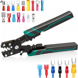 Twidecherramienta de crimpado de alambre con cortador pelador, alicates multifuncionales para conectores eléctricos aislados (22-10 AWG) N-060