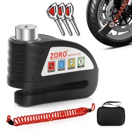 OPSOOPI Motorcycle Lock, Disc Brake Lock with 130DB Alarm, Heavy Duty Motorcycle Locks Anti-Theft, Motorcycle Alarm Waterproof Wheel Lock for Moped Bike Scooter