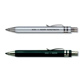 Koh-I-Noor 5358 Metal Mechanical Pencils with Sharpener and Clip Assorted Sets Silver and Black
