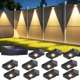 VOLISUN Solar Fence Lights, Fence Lights Solar Powered, IP65 Waterproof LED, RGB Color Changing Solar Light for Fence, Yard, Wall, Backyard (12 Pack, Black)