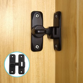 Pexintek 2 Pack Small Latch for Sliding Doors, 90 Degree Door Lock for Double Sided Opening Doors Interior Doors Vintage Rotate Bolt with Screws for Kitchens, Bedrooms, Study, Bathrooms (Black)