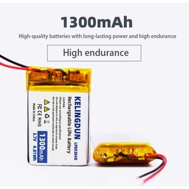 kelingdun Lithium Polymer Battery 3.7V 1200mah 803048 Lipo Rechargeable Battery Pack with Wire JST Connector for Speaker and Wireless Device- Confirm Device & Connector Polarity Before Purchase