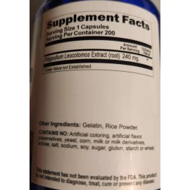 Vitamins Because Polypodium Leucotomos Extract 240mg 200 Capsules by Vitamins Because