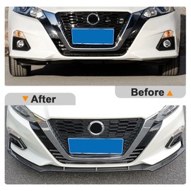 Fits 7th Nissan Altima 2019 2020 2021 2022 Front Bumper Lip Body Kit Spoiler 1 Set, Black with Carbon Fiber Pattern