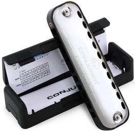 Conjurer Blues Harmonica in C Major Beginners & Children Blues Harp C 10-Hole Diatonic Harmonica Instrument Muntamonica with High-Quality Brass Reeds and Excellent Sound, 1007 C Major, Silver