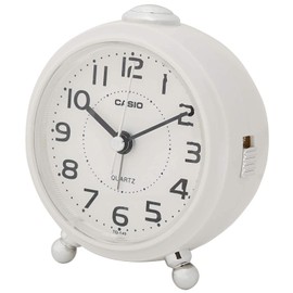 Casio TQ-149-7JF Alarm Clock, White, Analog, Small, Snooze with Light