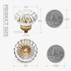 Crystal Cabinet Knobs Cabinets Knob, 16 Pack Flower Antique Brass Vintage Glass Clear Crystal Small Pull for Closet Dresser Drawers Cupboard Wardrobe, Alloy Retro Pulls Old Style Bronze Drawer Handle
