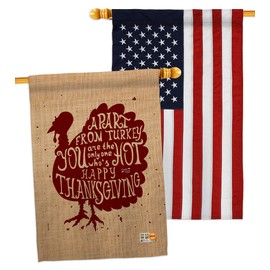 A Part From Turkey House Flag - Pack Fall Thanksgiving Give Thanks Gobble Pumpkin Season Autumntime Cornucopia USA Embroidery - Decoration Banner Small Garden Yard Gift Double-Sided Made In 28 X 40