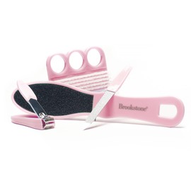 Brookstone Sleek Durable Pink Pedicure Set - Professional Podiatry Tools for Women & Girls - Giftable Travel Pedicure Kit with Professional Toenail Clippers - Elegant Packaging
