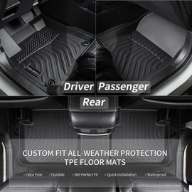 KELCSEECS® Floor Mats Custom for Hyundai Elantra 2020 2019 2018 2017 All Weather Protection TPE Heavy Duty Non-Slip Automotive Floor Liners Fits Front & 2nd Row Full Set Accessories, Black