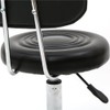 Round Rolling Stool with Back and Line Black PU Leather