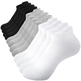 Womens Ankle Socks Running Athletic Sports Low Cut Socks No Show Socks for Women Tab Socks 6 Pairs (US, Numeric, 6, 9, Regular, Regular, White/Black/Gray)