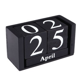 Tofficu Vintage Wooden Calendar Desktop Block Display Rustic Month Date Reminder Stylish Home Office Decor Easy to Use Hand-painted for Chic Aesthetic Spaces