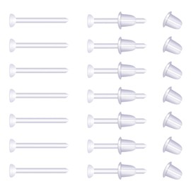 200 Pairs Clear Earrings for Sports, Plastic Transparent Earrings Clear Stud Earrings Clear Earrings for Women Men Sports Work Jewelry Makings (3mm, Flat-Headed)